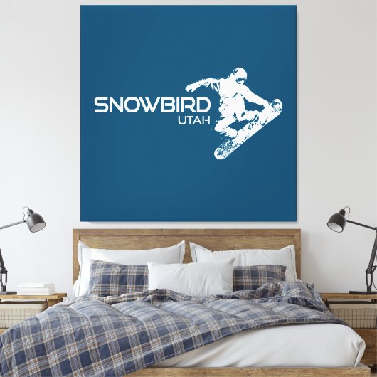Snowbird Utah Snowboarder Canvas Afdruk (Insitu (Slaapkamer))