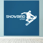 Snowbird Utah Snowboarder Canvas Afdruk (Insitu (Houten vloer))