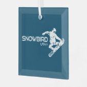 Snowbird Utah Snowboarder Glas Ornament (Voorkant links)