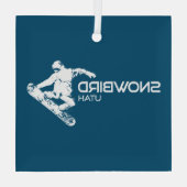 Snowbird Utah Snowboarder Glas Ornament (Achterkant)
