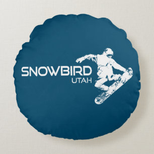 Snowbird Utah Snowboarder Sierkussen Rond Kussen