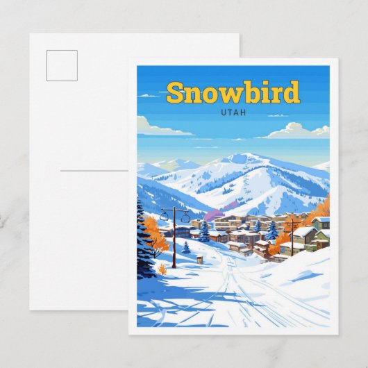 Snowbird Utah USA Reizen Illustratie Briefkaart (Voorkant / Achterkant)