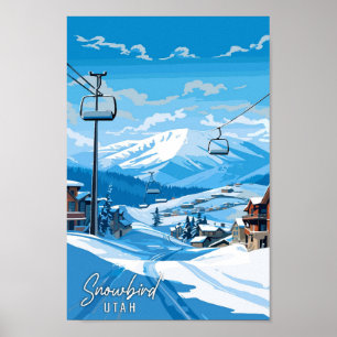 Snowbird Utah USA vintage reisillustratie Poster