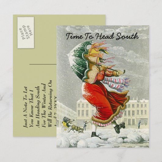 SNOWBIRD'S AANKONDIGING WINTERADRES BRIEFKAART (Voorkant / Achterkant)