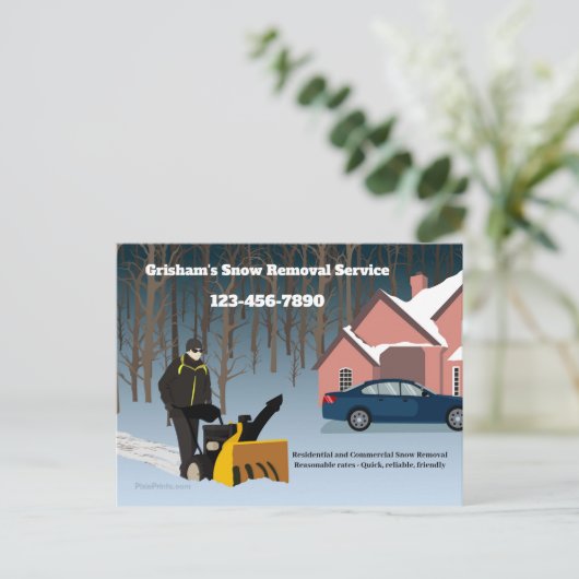 Snowblower Snow Removal Service Post Card Briefkaart (Staand voorkant)