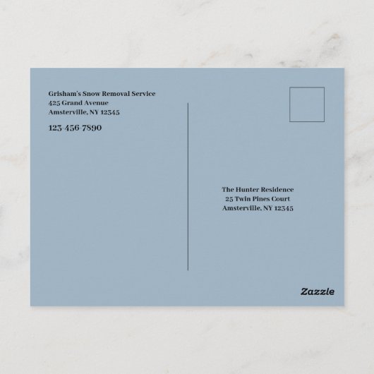 Snowblower Snow Removal Service Post Card Briefkaart (Achterkant)