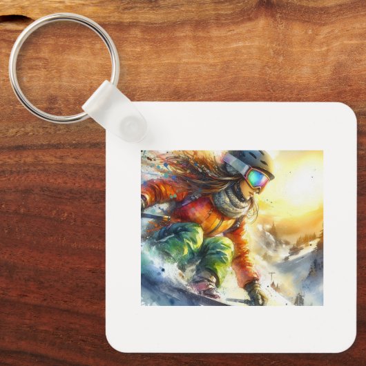 Snowboard Adventure at Sunset,  Sleutelhanger (Voorkant)