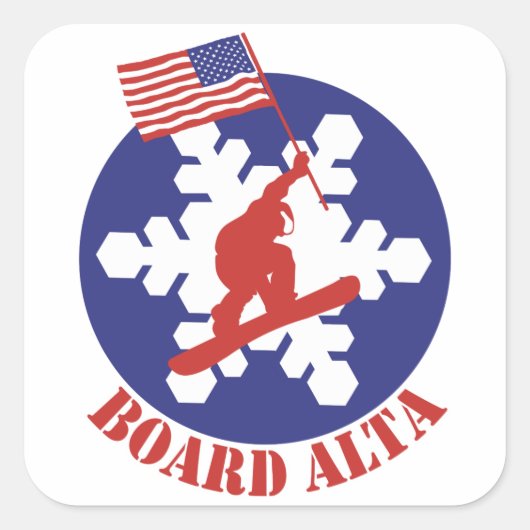 Snowboard Alta Vierkante Sticker (Voorkant)