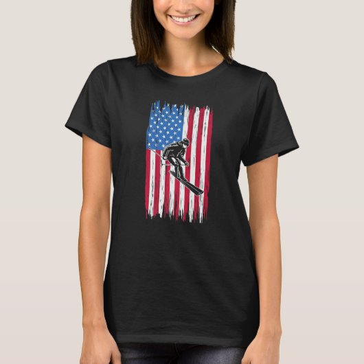 Snowboard American Flag Patriotic Snowboard Snowbo T-shirt (Voorkant)
