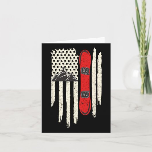 Snowboard American Flag Winter Sports Alpine Snowb Kaart (Voorkant)