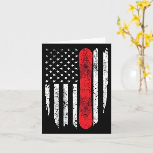 Snowboard Amerikaanse vlag Patriottische winterspo Kaart (Gele Bloem)