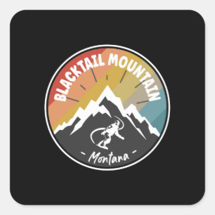 Snowboard Blacktail Mountain Montana Vierkante Sticker