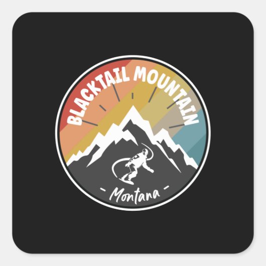 Snowboard Blacktail Mountain Montana Vierkante Sticker (Voorkant)