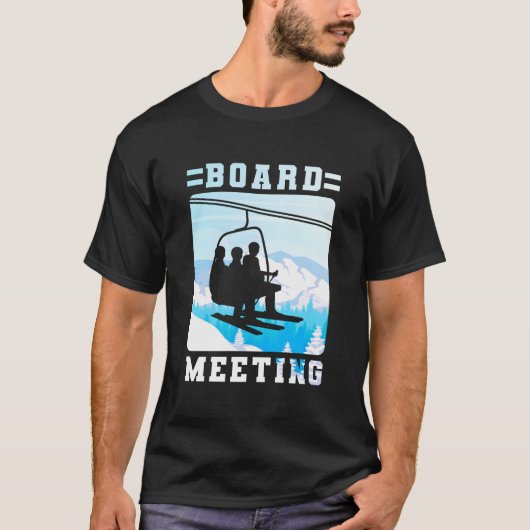 Snowboard Board Meeting Ski Lift Skier Winter Spor T-shirt (Voorkant)