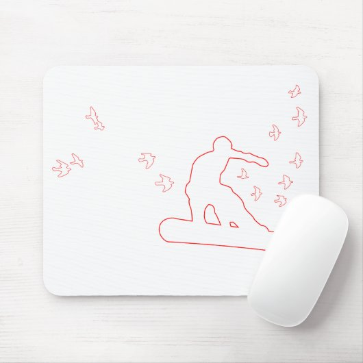 snowboard. board met vogels. rode omtrek. muismat (Met muis)