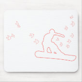 snowboard. board met vogels. rode omtrek. muismat (Voorkant)