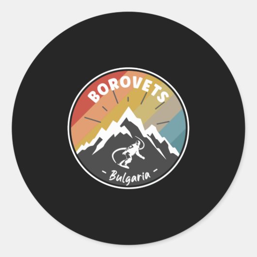 Snowboard Borovets Bulgarije Ronde Sticker (Voorkant)