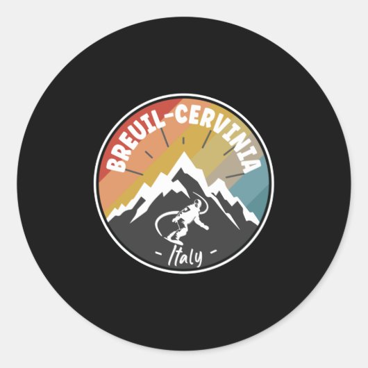 Snowboard Breuil-Cervinia Italië Ronde Sticker (Voorkant)