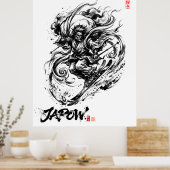 Snowboard Brush Art - Ski Fujin God Poster (Keuken)