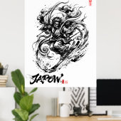 Snowboard Brush Art - Ski Fujin God Poster (Thuiskantoor)