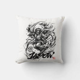 Snowboard Brush Art - Skier Fujin God Kussen