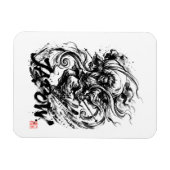 Snowboard Brush Art - Skier Fujin God Magneet (Horizontaal)