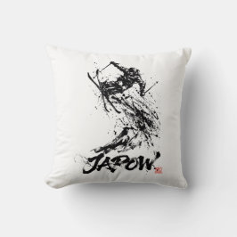 Snowboard Brush Art - Skier jump Kussen