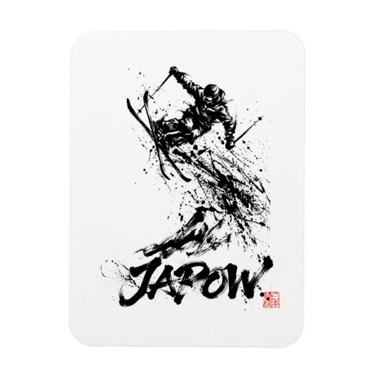 Snowboard Brush Art - Skier jump Magneet (Verticaal)
