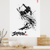 Snowboard Brush Art - Skier Jump Poster (Keuken)