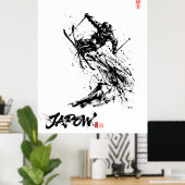 Snowboard Brush Art - Skier Jump Poster (Thuiskantoor)
