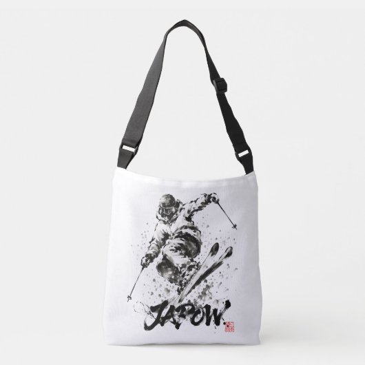 Snowboard Brush Art - Skier Light Crossbody Tas (Voorkant)