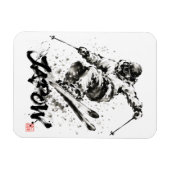 Snowboard Brush Art - Skier Light Magneet (Horizontaal)