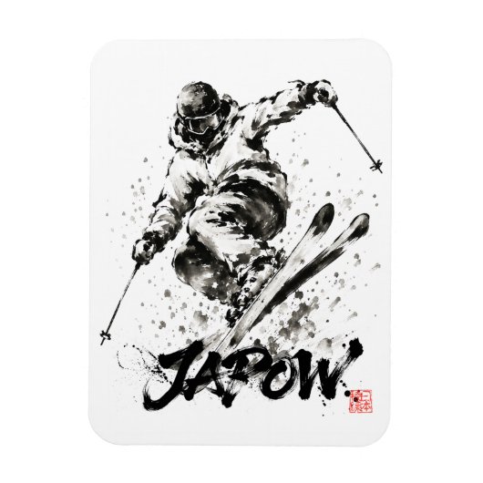 Snowboard Brush Art - Skier Light Magneet (Verticaal)
