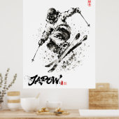 Snowboard Brush Art - Skier light Poster (Keuken)