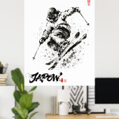 Snowboard Brush Art - Skier light Poster (Thuiskantoor)
