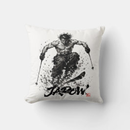 Snowboard Brush Art - Skier Samurai Musashi Ski Kussen