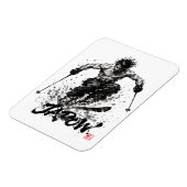 Snowboard Brush Art - Skier Samurai Musashi Ski Magneet (Linkerzijde)