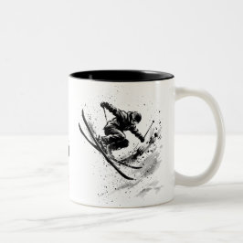Snowboard Brush Art - Skier Slush Powder Tweekleurige Koffiemok