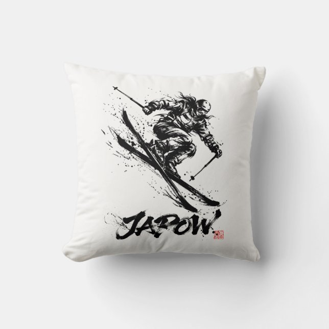 Snowboard Brush Art - Skier Women Kussen (Voorkant)