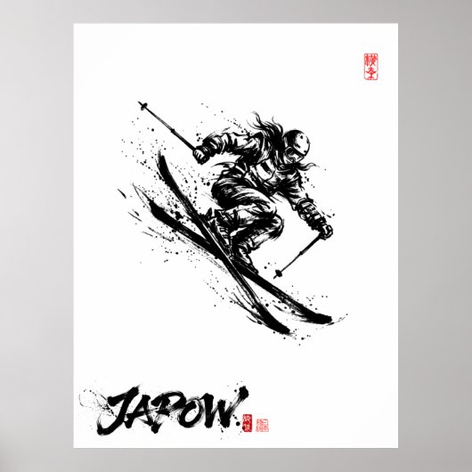 Snowboard Brush Art - Skier Women Poster (Voorkant)