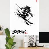 Snowboard Brush Art - Skier Women Poster (Thuiskantoor)