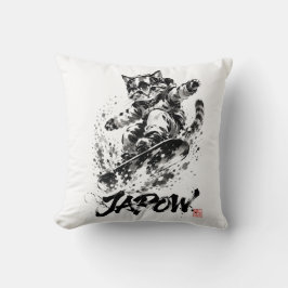 Snowboard Brush Art - Snowboarder cat Kussen
