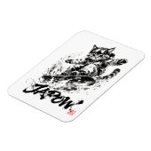 Snowboard Brush Art - Snowboarder cat Magneet (Linkerzijde)