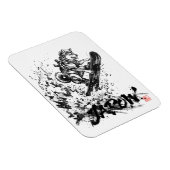 Snowboard Brush Art - Snowboarder Dog Huskey Magneet (Rechterzijde)