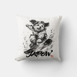 Snowboard Brush Art - Snowboarder Dog Kussen