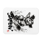 Snowboard Brush Art - Snowboarder Dog Magneet (Horizontaal)