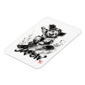 Snowboard Brush Art - Snowboarder Dog Magneet (Linkerzijde)