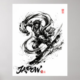 Snowboard Brush Art - Snowboarder Fujin God Poster