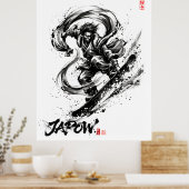 Snowboard Brush Art - Snowboarder Fujin God Poster (Keuken)