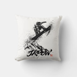 Snowboard Brush Art - Snowboarder Grab Jump Kussen